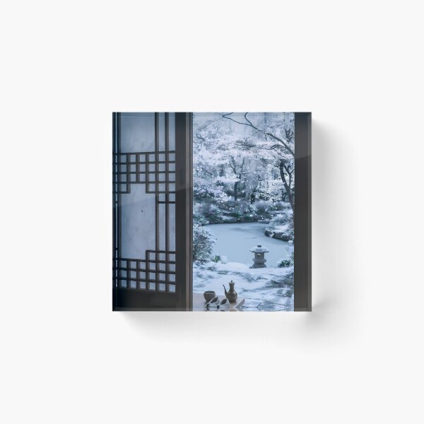 Item preview, Serene Winter Hanok Garden View with Soft Snow designed and sold by SOOstudio73.