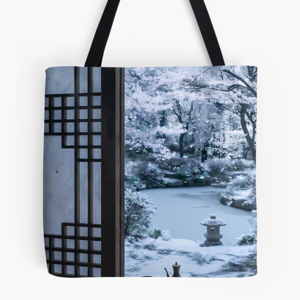 Item preview, Serene Winter Hanok Garden View with Soft Snow designed and sold by SOOstudio73.