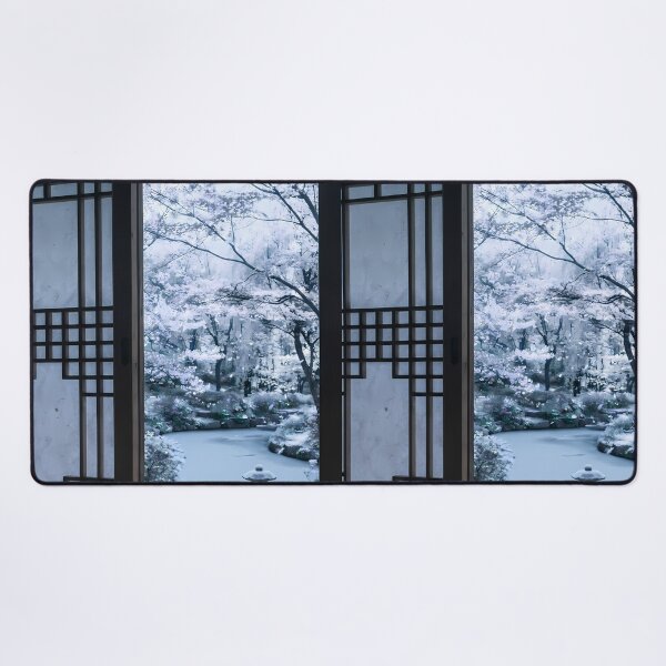 Item preview, Serene Winter Hanok Garden View with Soft Snow designed and sold by SOOstudio73.