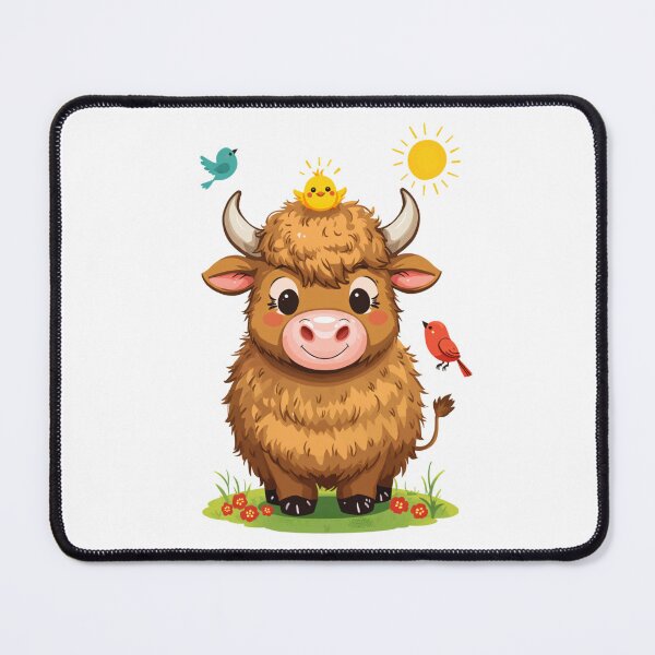 Item preview, Charming Cartoon Highland Cow with Chick & Sunny Friends designed and sold by katiecorners.