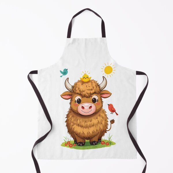 Item preview, Charming Cartoon Highland Cow with Chick & Sunny Friends designed and sold by katiecorners.