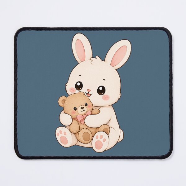 Item preview, Cute Bunny Hugging Teddy Bear Kawaii Cozy Illustration designed and sold by Seculinator.