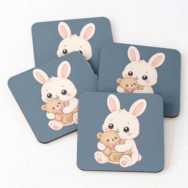 Item preview, Cute Bunny Hugging Teddy Bear Kawaii Cozy Illustration designed and sold by Seculinator.