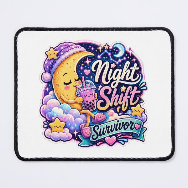 Item preview, Night Shift Survivor Cute Moon Bubble Tea Kawaii designed and sold by NarpLTD.