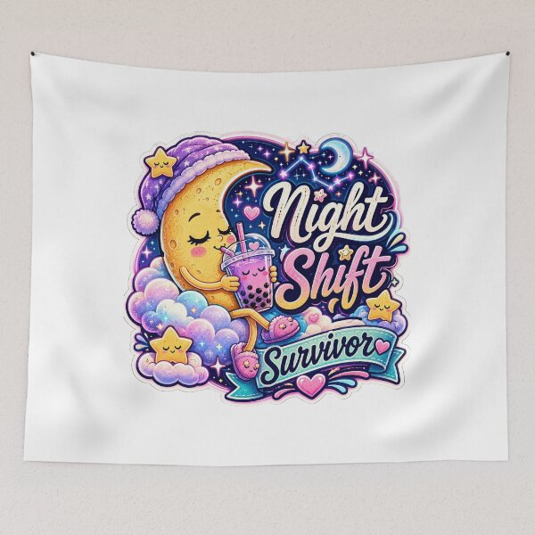 Item preview, Night Shift Survivor Cute Moon Bubble Tea Kawaii designed and sold by NarpLTD.