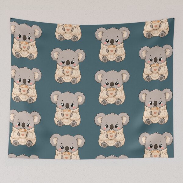Item preview, Cute Koala Holding Latte Cozy Sweater Kawaii Illustration designed and sold by Seculinator.