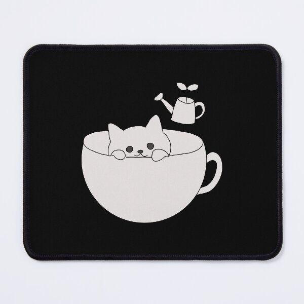 Item preview, Gardener cat in a coffee cup illustration designed and sold by LeshanArt.