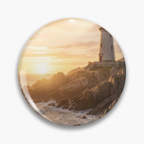 Item preview, Golden Hour Lighthouse – Fantasy Coastal Art designed and sold by LittleBigGifts.
