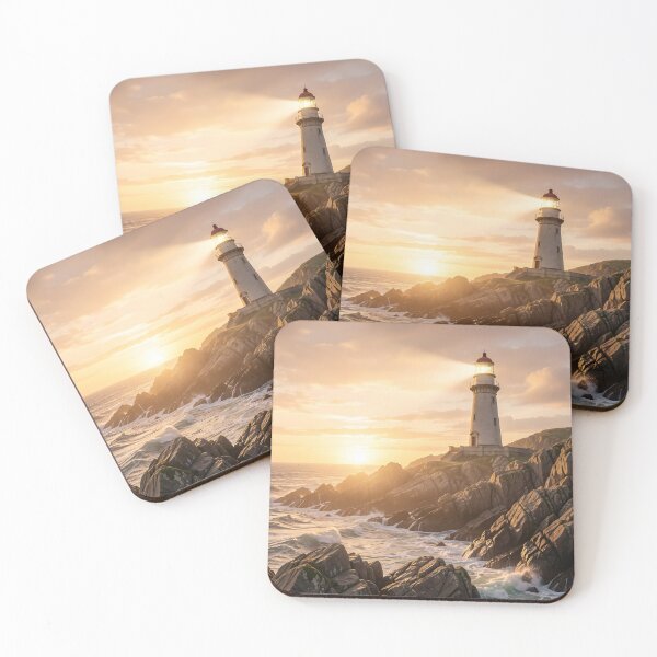 Item preview, Golden Hour Lighthouse – Fantasy Coastal Art designed and sold by LittleBigGifts.