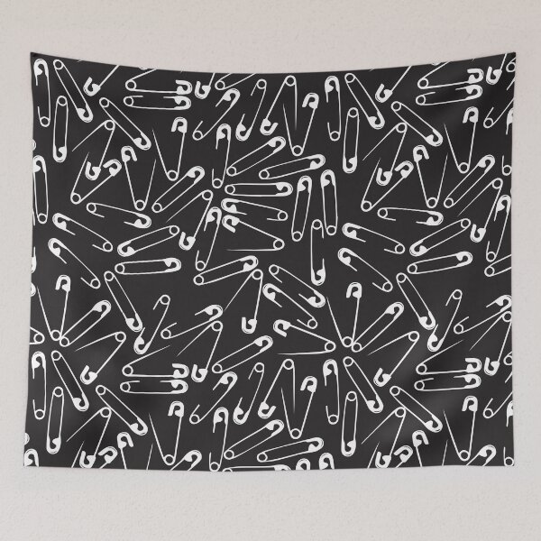 Item preview, Punk Rock Safety Pins Seamless Black and White Gothic Emo Style Pattern designed and sold by BrownHorse90s.