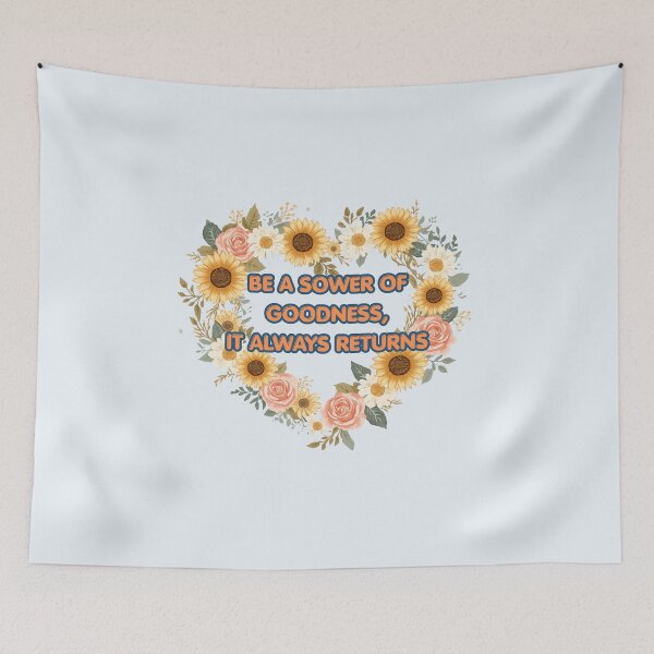 Item preview, Be a Sower of Goodness Floral Wreath Inspirational Quote Art designed and sold by GoGreenlove.