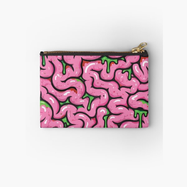 Item preview, Creepy Pink Zombie Brains with Green Slime Seamless Pattern designed and sold by BrownHorse90s.