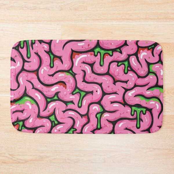 Item preview, Creepy Pink Zombie Brains with Green Slime Seamless Pattern designed and sold by BrownHorse90s.