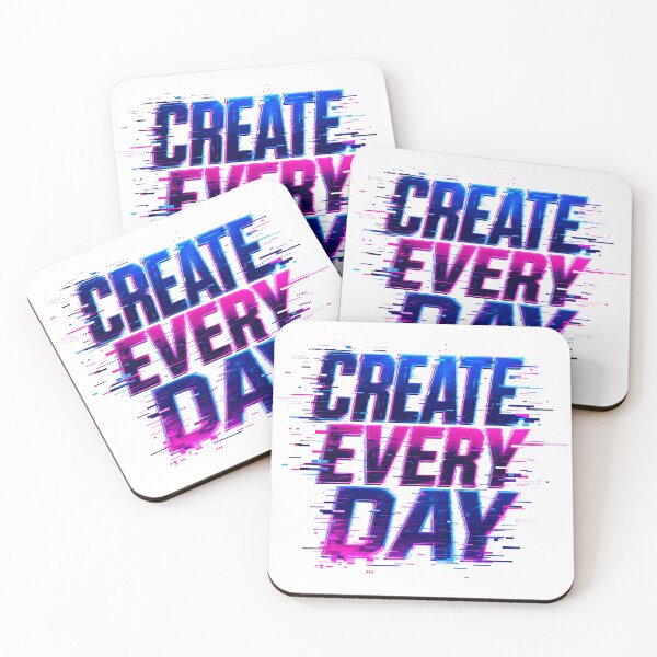Item preview, CREATE EVERY DAY Glitch Typography | Digital Artist Motivation Design designed and sold by Ahmed Nedji.
