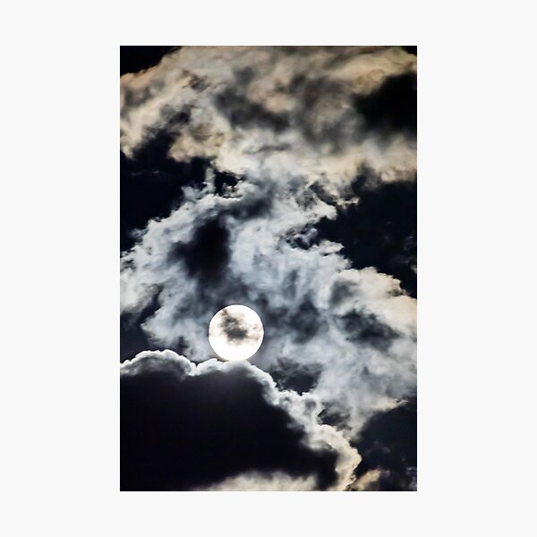Item preview, Full Moon Behind Dramatic Clouds At Night With Moody Moonlight And Eerie Sky Atmosphere designed and sold by Nmallia.