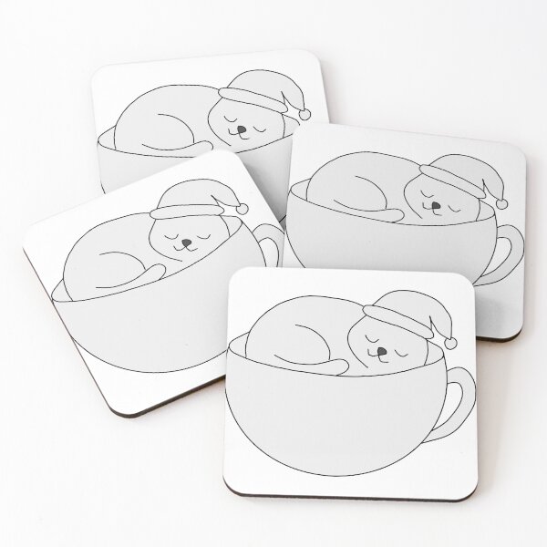 Item preview, Sleeping Cat in Teacup Cozy Coffee Time Minimalist Art designed and sold by LeshanArt.