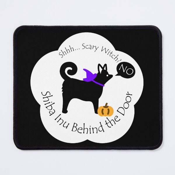 Item preview, Funny Shiba Inu Scary Witch Behind the Door White Base designed and sold by Na7nasColorShop.