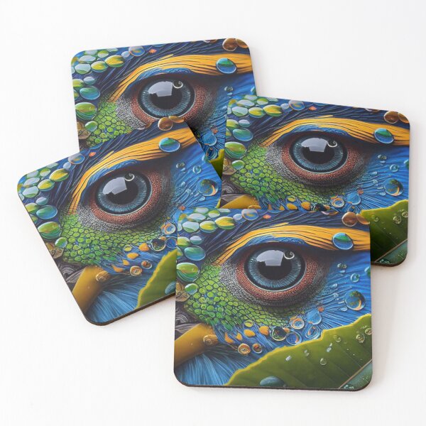 Item preview, Colorful Tropical Macaw Bird Close-Up with Rain Droplets designed and sold by ArhaanFashions.