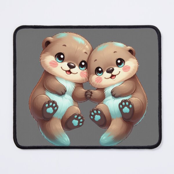 Item preview, Otters Holding Hands — Cute Kawaii Couple Sticker designed and sold by NUFADE.