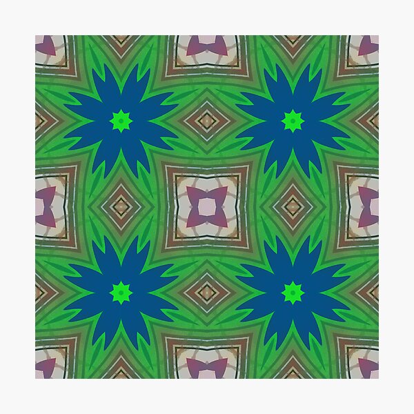 Item preview, Blue Floral Geometric Pattern in Green and Abstract Mosaic Design designed and sold by SweetLilith.