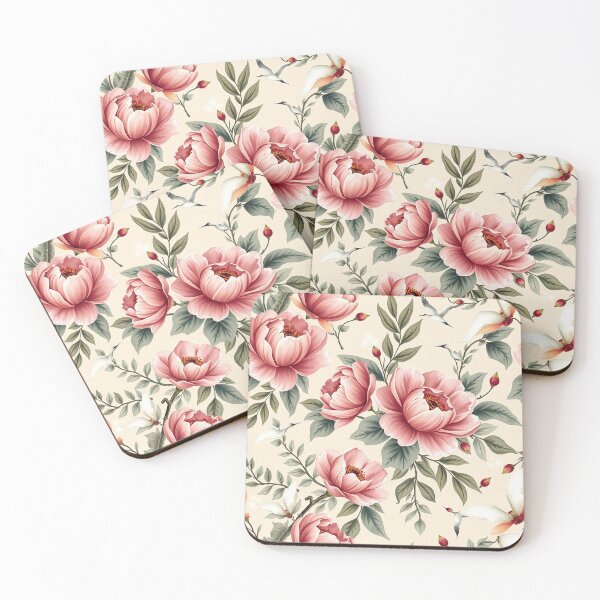 Item preview, Peony and Crane Seamless Floral Botanical Pattern designed and sold by PunchDrop.