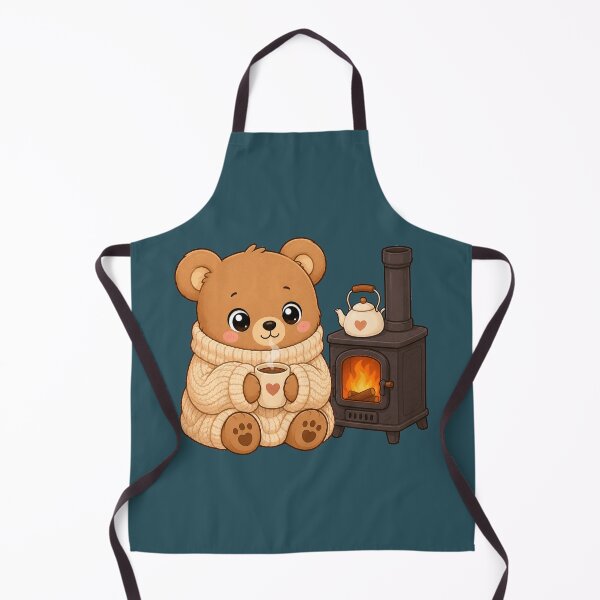Item preview, Cute Bear Cozy Fireplace Coffee Kawaii Winter Illustration designed and sold by Seculinator.