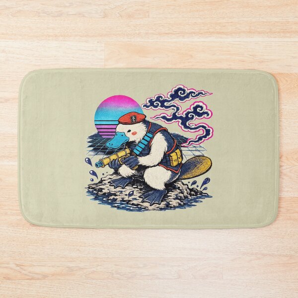 Item preview, Neon Ukiyo‑E Platypus Commando designed and sold by KungPowUnicorn.