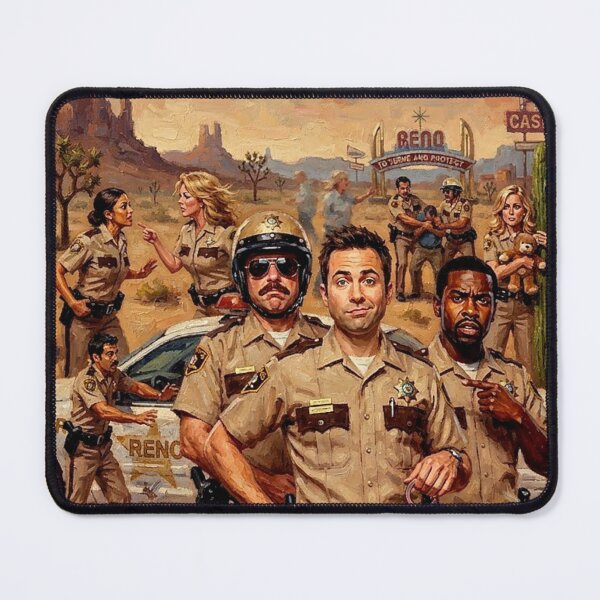 Item preview, Reno 911 Retro Comedy Cop Parody Desert Highway Tribute Art TV Show Poster designed and sold by Art's Diner.