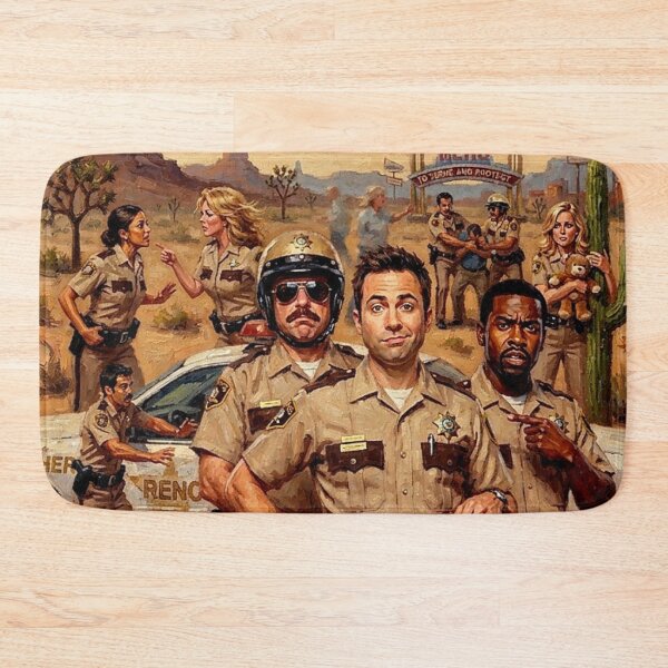 Item preview, Reno 911 Retro Comedy Cop Parody Desert Highway Tribute Art TV Show Poster designed and sold by Art's Diner.