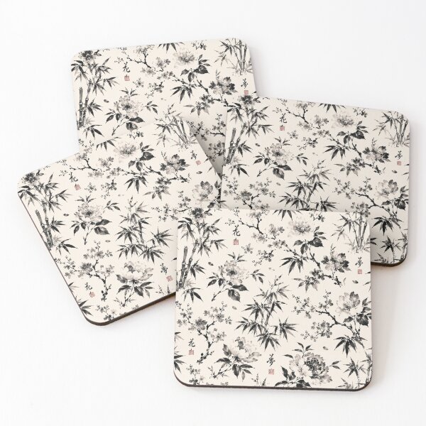 Item preview, Japanese Ink Wash Bamboo Floral Seamless Pattern designed and sold by PunchDrop.