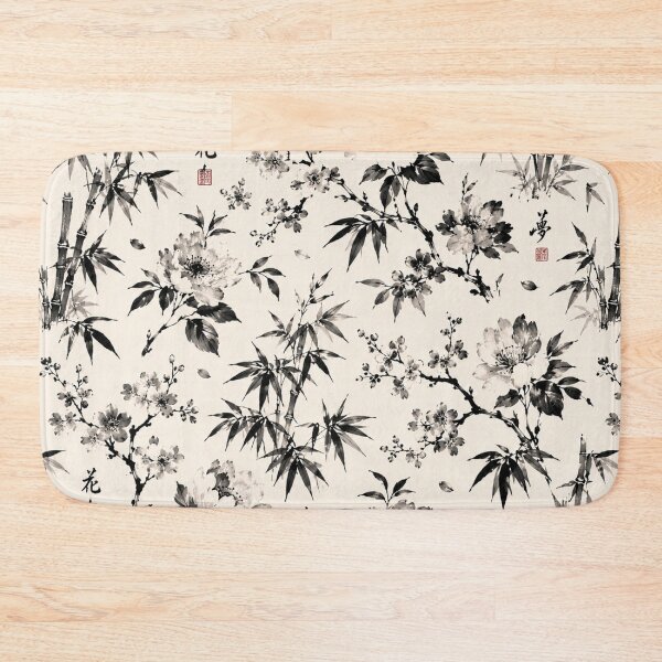 Item preview, Japanese Ink Wash Bamboo Floral Seamless Pattern designed and sold by PunchDrop.