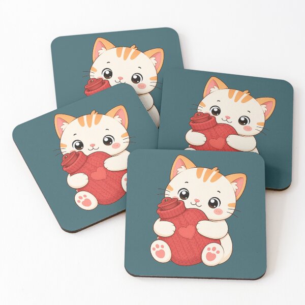 Item preview, Cute Cat Hugging Hot Water Bottle Kawaii Cozy Illustration designed and sold by Seculinator.