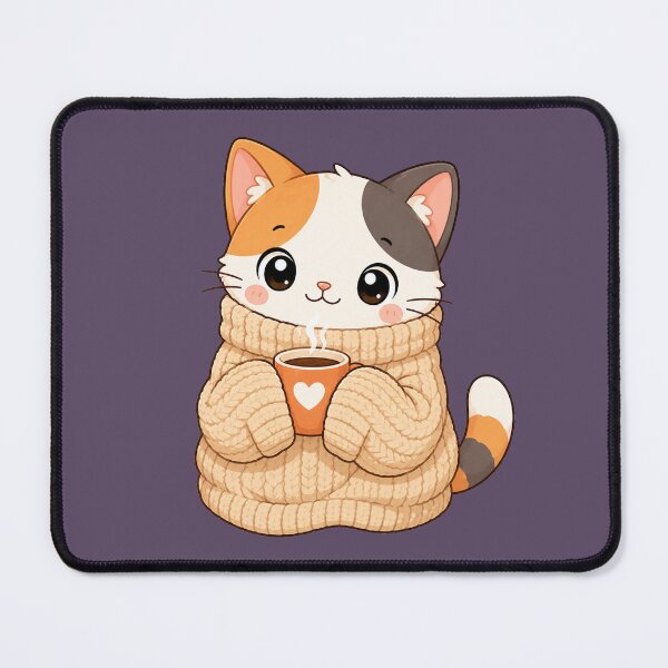 Item preview, Cute Calico Cat Cozy Coffee Kawaii Sweater Illustration designed and sold by Seculinator.
