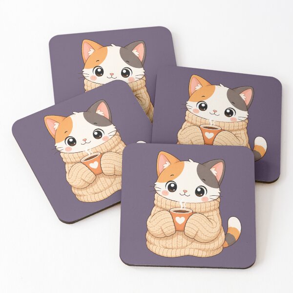 Item preview, Cute Calico Cat Cozy Coffee Kawaii Sweater Illustration designed and sold by Seculinator.
