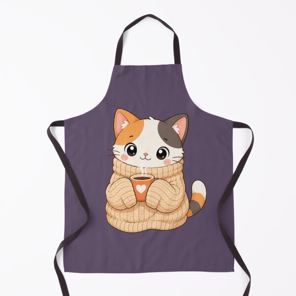 Item preview, Cute Calico Cat Cozy Coffee Kawaii Sweater Illustration designed and sold by Seculinator.