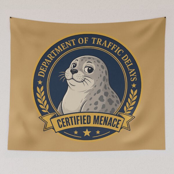 Item preview, Certified Menace Seal Traffic Delay Badge Vector Art designed and sold by AbderraimArt.