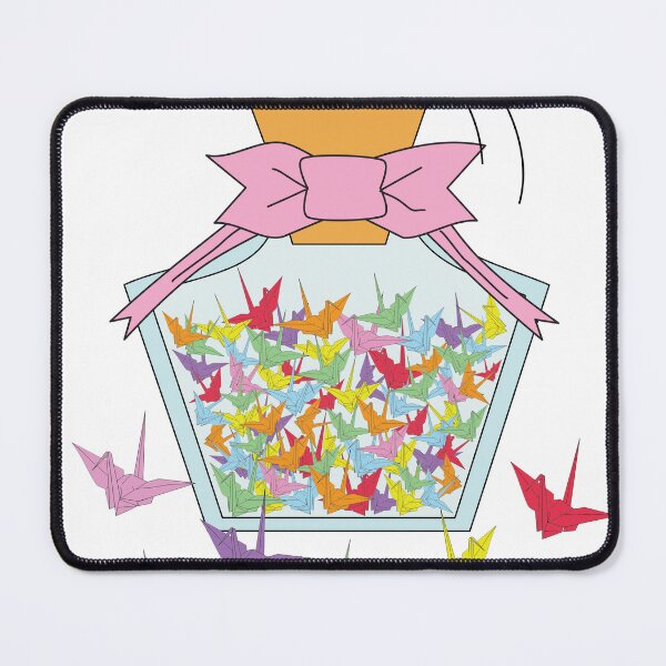 Item preview, Colorful Origami Crane Jar with Pink Ribbon – Paper Birds Illustration designed and sold by ChaReePat.