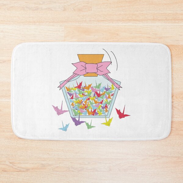 Item preview, Colorful Origami Crane Jar with Pink Ribbon – Paper Birds Illustration designed and sold by ChaReePat.