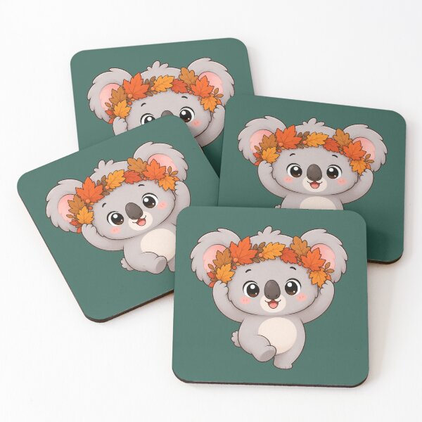 Item preview, Cute Koala Autumn Leaf Crown Kawaii Fall Illustration designed and sold by Seculinator.