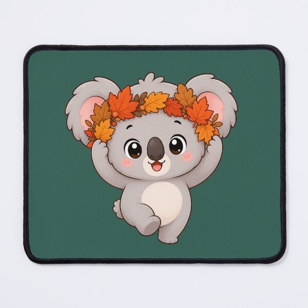 Item preview, Cute Koala Autumn Leaf Crown Kawaii Fall Illustration designed and sold by Seculinator.