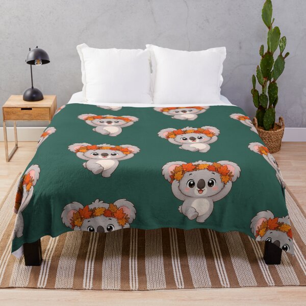 Item preview, Cute Koala Autumn Leaf Crown Kawaii Fall Illustration designed and sold by Seculinator.