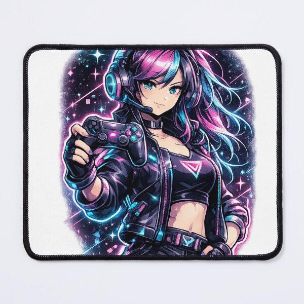 Item preview, Anime Gamer Girl Cyberpunk Neon - Synthwave Gaming  designed and sold by irfanshikh.