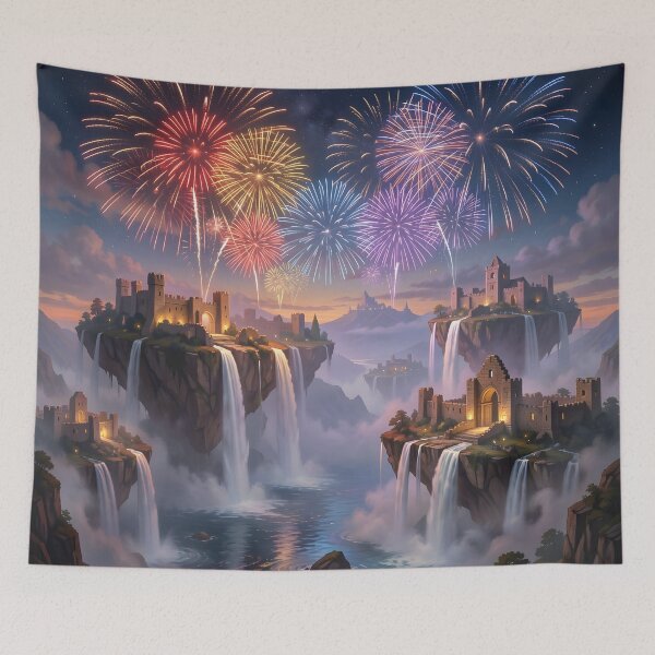 Item preview, Fireworks over the Floating Isles – Fantasy Celebration Art designed and sold by LittleBigGifts.