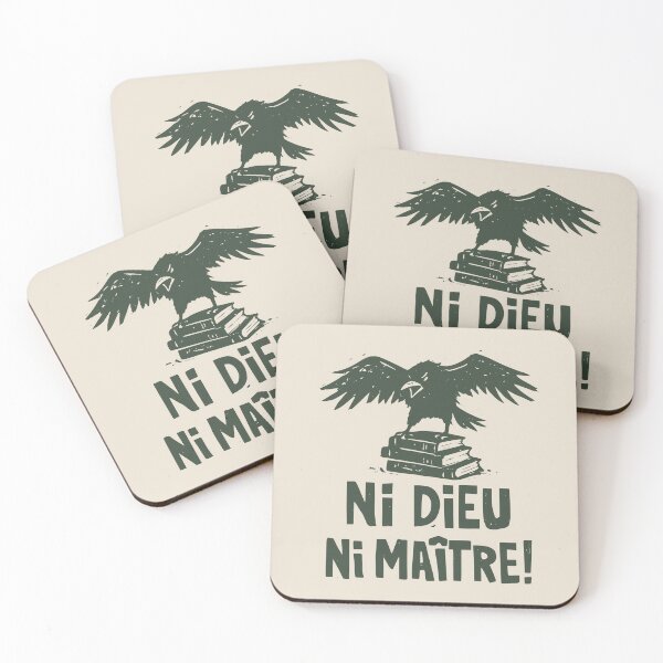 Item preview, Ni Dieu Ni Maitre! No God, No Masters Linocut Raven designed and sold by Riot-And-Hope.