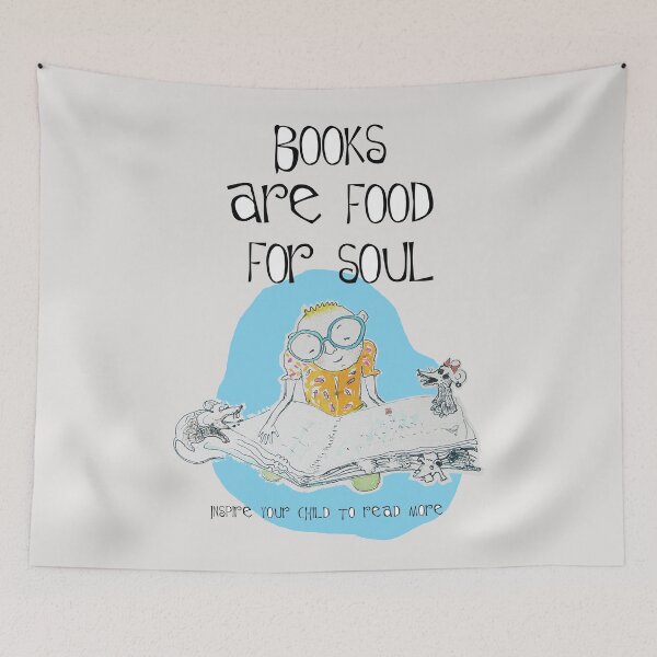 Item preview, Books Are Food For Soul - Little Boy and Mice (Original Design by ACCI) designed and sold by VanyssaGraphics.