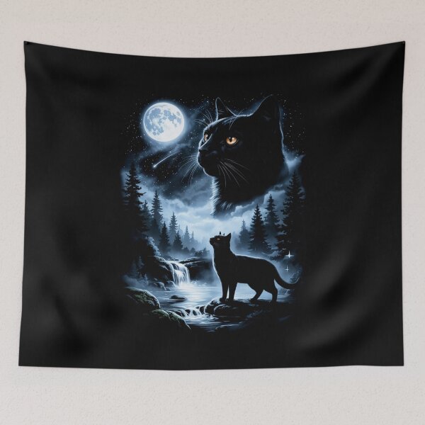 Item preview, Black Cat Howling to the Moon Meme Vintage  designed and sold by nosu-art-pod.