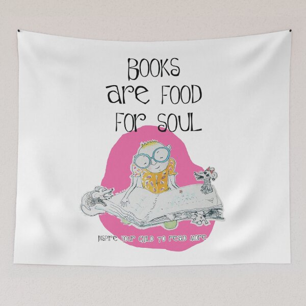 Item preview, Books Are Food For Soul - Little Boy and Mice (Original Design by ACCI) designed and sold by VanyssaGraphics.