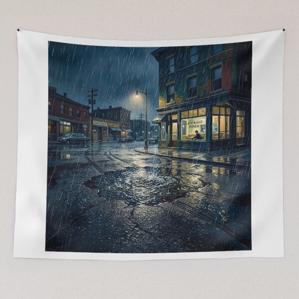 Aperçu de l'œuvre Small Town Rain Storm créée et vendue par Home Decor Art.