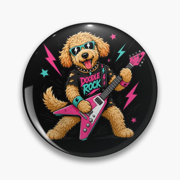 Item preview, Cool Golden Guitarist Doodle Rockstar Dog Musician designed and sold by IdealDo.