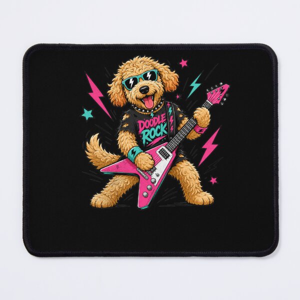 Item preview, Cool Golden Guitarist Doodle Rockstar Dog Musician designed and sold by IdealDo.